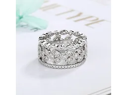AAA IGT-DAAS-DRBS5203-6 6 3 Piece Crystal Leaf Ring Set 