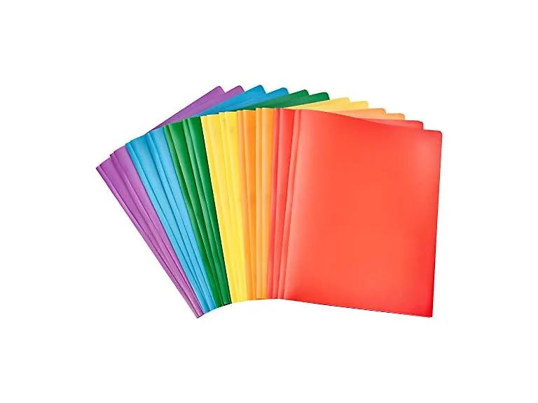 Amazon Basics Heavy Duty Plastic 2 Pocket Folder, 144Pk