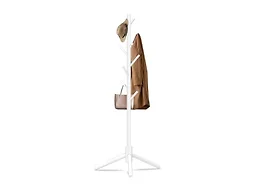 Unisakey 8-Hook Freestanding Wooden Coat Rack 3 Adjustable Heights White