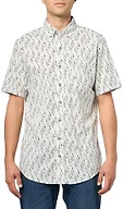 Eddie Bauer Men's Big & Tall Printed Baja Short-Sleeve Shirt Stream Medium, Tall