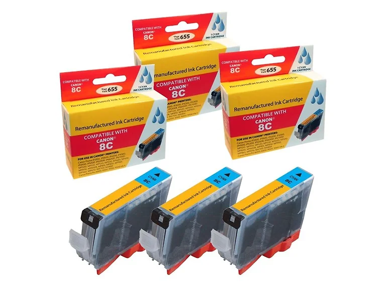 Compatible Canon CLI-8 Cyan Ink Cartridge combo. (3 Pack)