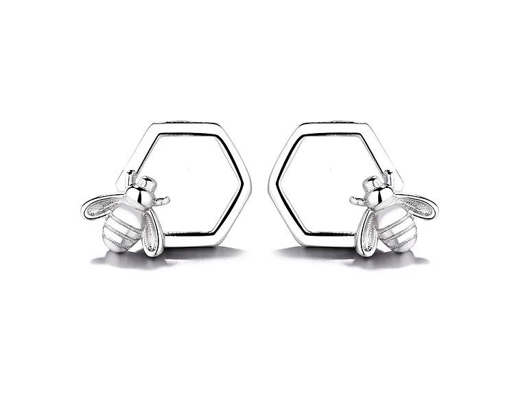 Bee Honeycomb Stud Earrings