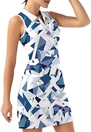FKEEP Women's Golf Tennis Dress Sport Activewear Zipper V-Neck with Shorts and Pocket Workout Athletic (White Squares, XL)