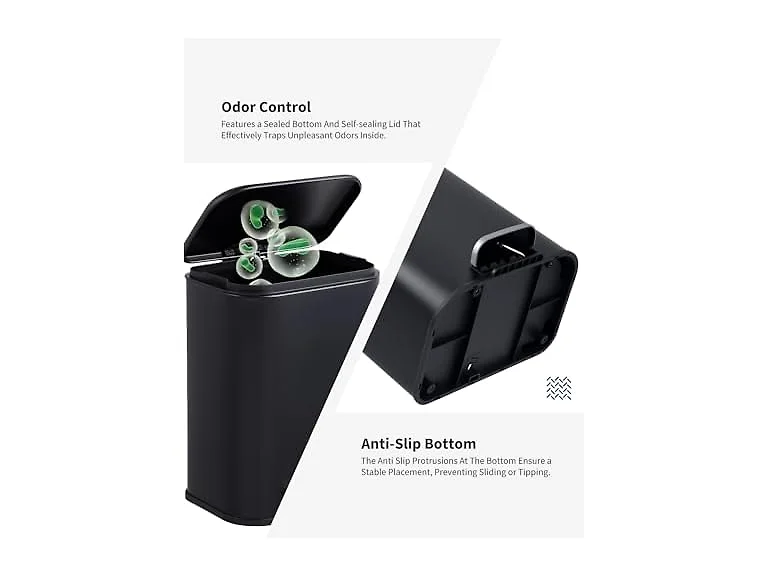 Takywep 5L Rectangular Stainless Steel Trash Can