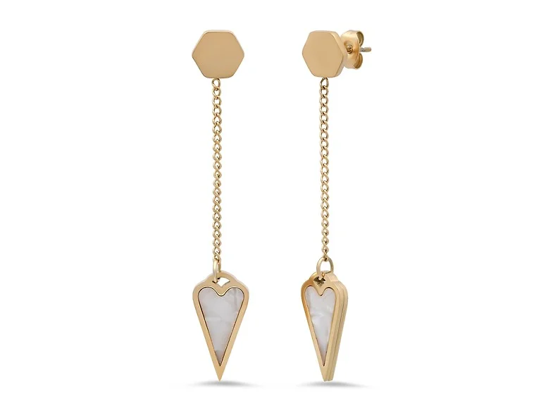 18K Gold Mother of Pearl Heart Drops