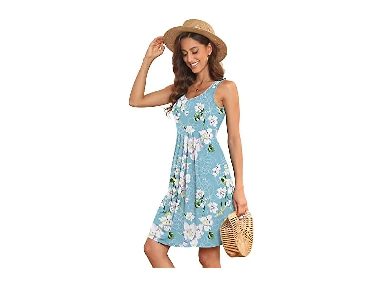 Akihoo Women (S) Casual Summer Tank Pleated Dress