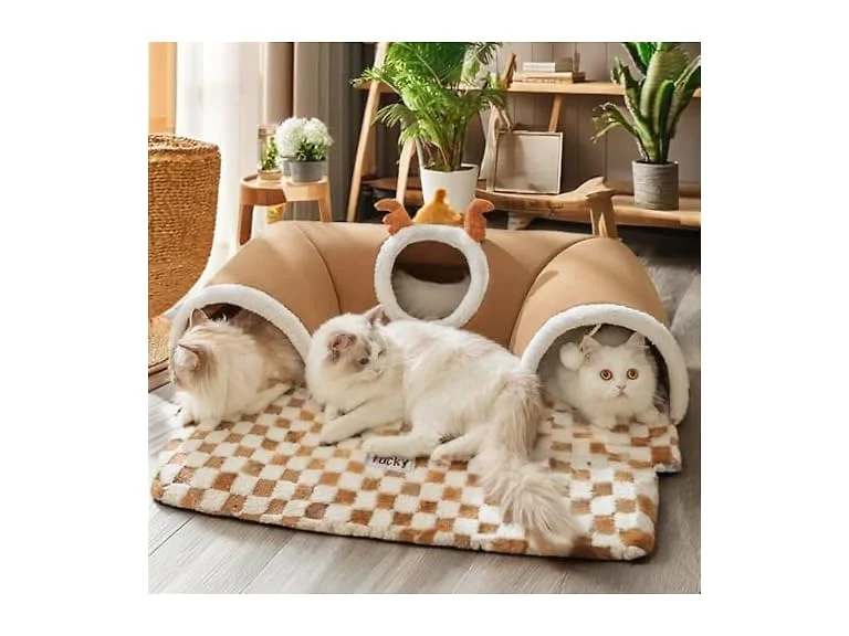 GoofyPet Cat Tunnel Bed Indoor Peekaboo Cave Bed, Med