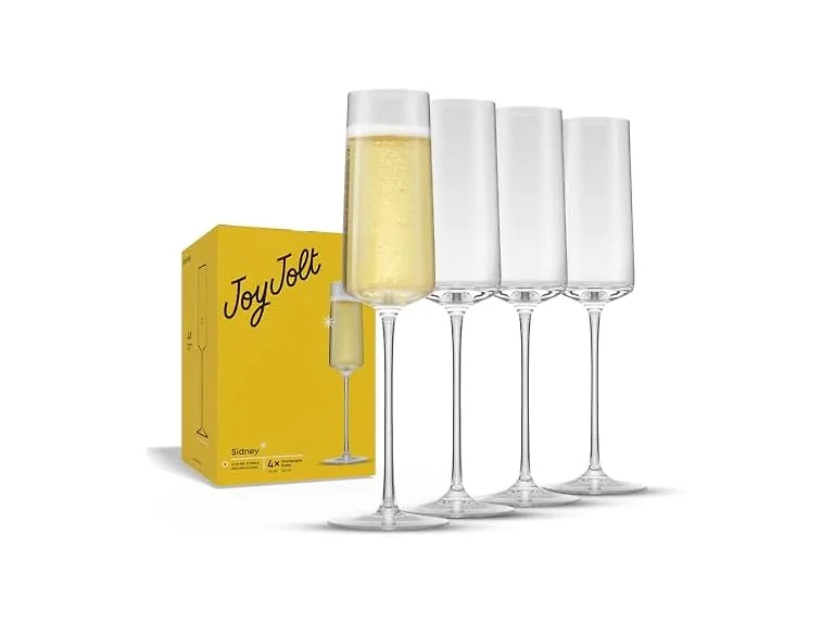 JoyJolt Sidney Stemmed Clear Champagne Flutes Set of 4