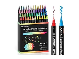 Shuttle Art 48 Colors Brush & Fine Tip Acrylic Paint Markers