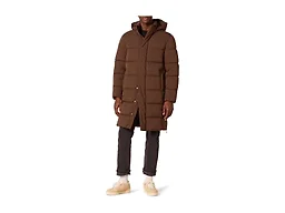 Amazon Essentials Men's Hooded Long Puffer Coat, Deep Brown, Large