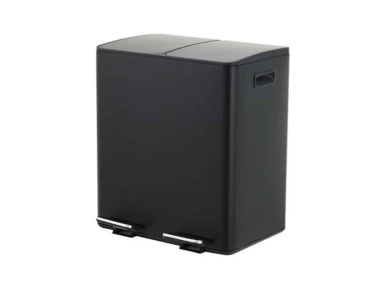 MOVECOM 2 x 5.3 Gal Dual Compartment Stainless Steel Kitchen Trash Can