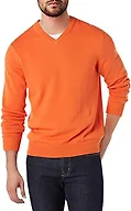 Amazon Essentials Men's V-Neck Sweater (Available in Big & Tall), Orange, Small