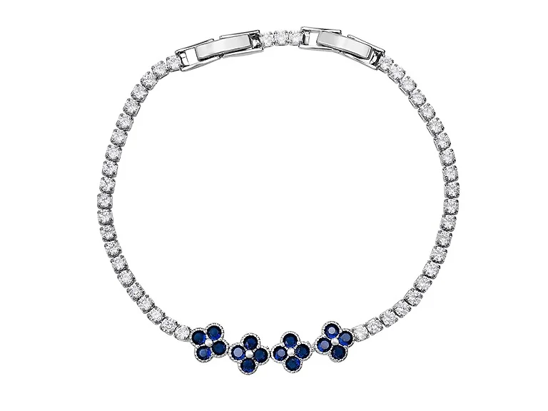 CZ Blossom Accent Tennis Bracelet