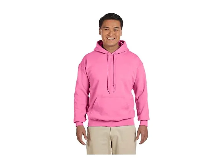 Gildan Men Fleece Hooded Sweatshirt Safety Pink