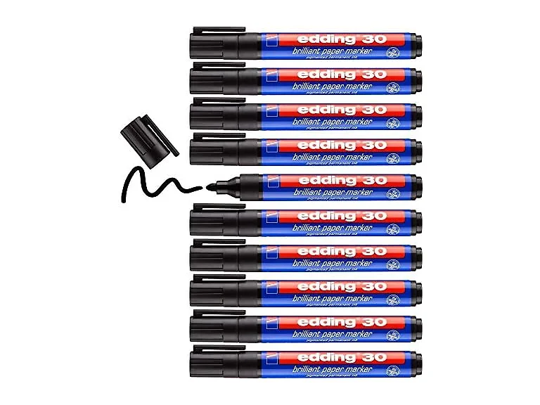 edding 30 brilliant flip-overmarker - zwart -