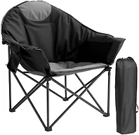 CROS Oversized XL Padded Camping Chair 500 LBS - Black