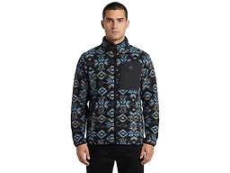 Billabong Mens Sherpa Bonded Polar Fleece Aztec Print Jacket, Black, S