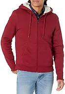 Amazon Essentials Men's Sherpa Lined Full-Zip Hooded Fleece Sweatshirt Sweater, -Red, XX-Large