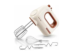 warran 300W Compact Lightweight Electric Hand Mixer, with Powerful Quiet DC Motor for Baking, Cake, Brownies, Cookie Dough, Ideal for Home Kitchen (White)