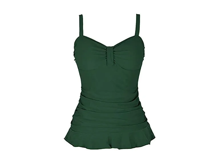 Hilor Women (16) 50's Retro Ruched Tankini Hem Top