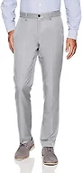 Amazon Essentials Men's Slim-Fit Flat-Front Dress Pants, Straight Leg, Polyester, Stone, Light Grey, 34W x 33L