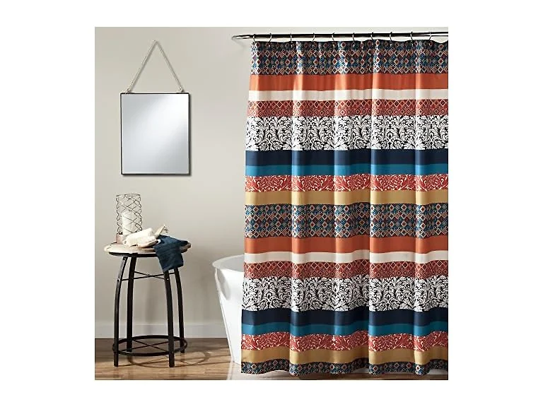 Lush Decor Boho Stripe Shower Curtain Fabric 