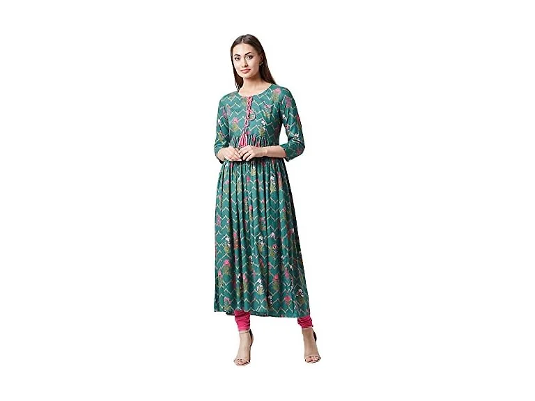 Tissu Women (XXL) Pleated Kurta 1972_Green