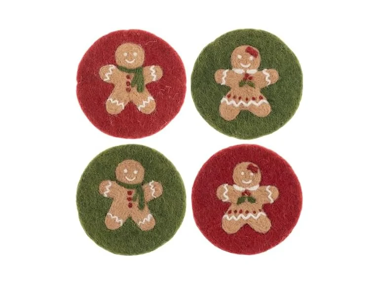 Holiday Felt Round Coasters Set of 4