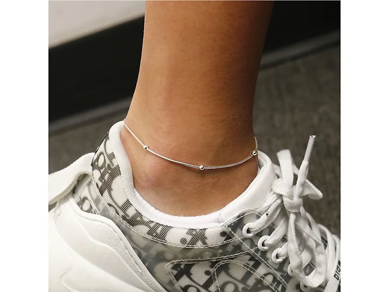 925 Sterling Silver Snake Bead Anklet