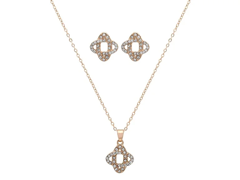 Clover CZ Necklace & Earring Set