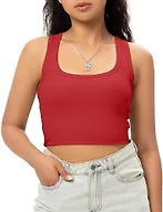 GGOV Sports Crop Tank Tops for Women Cropped Workout Tops Racerback Running Yoga Tanks Cotton Sleeveless Gym Shirts Red