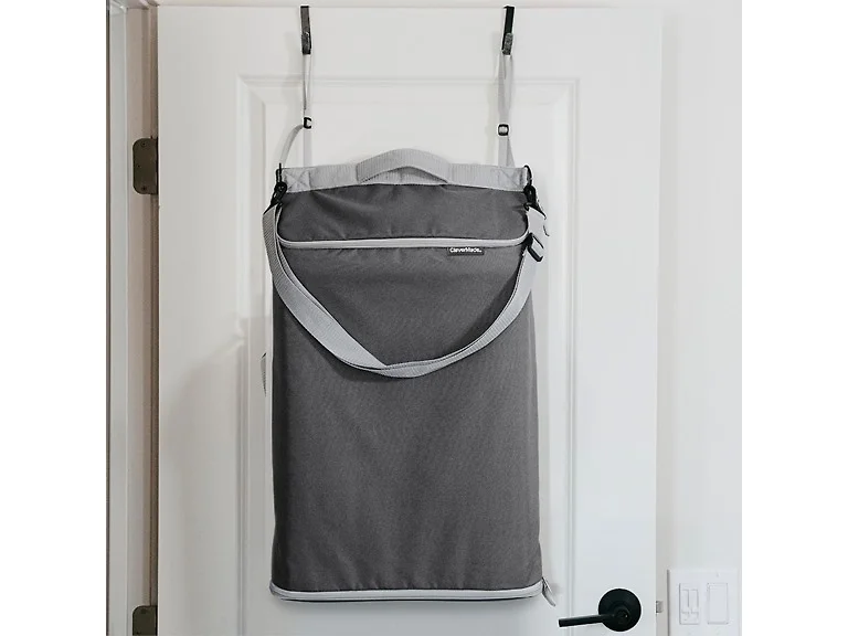 CleverMade Over The Door Laundry Hamper, 21.5L- Stone