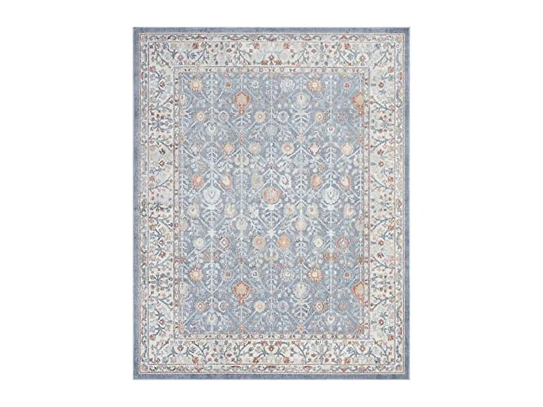 COZYLOOM Oriental Floral Rug 5x7 Blue