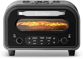 Countertop Electric Pizza Oven with PID Top and Bottom Temp Control, Black