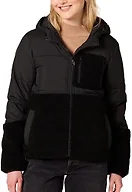 Amazon Essentials Women's Full-Zip Sherpa Fleece Hooded Puffer Jacket, Black, X-Large