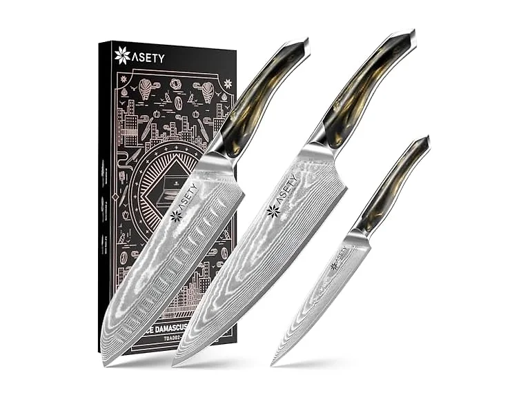 ASETY Damascus Knife Set Resin Handle