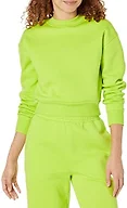 Amazon Essentials Women's Cropped Drop Shoulder Long Sleeve Sweatshirt (Available in Plus Size), Lime Green, 3X