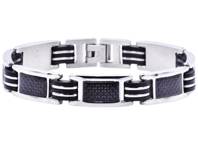Stainless Steel Carbon Fiber Bracelet