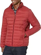 Amazon Essentials Men's Packable Lightweight Water-Resistant Puffer Jacket (Available in Big & Tall), Brick Red, X-Small