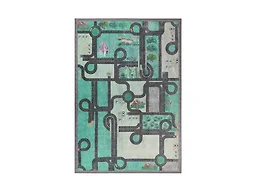 Superior Country Road Non-Slip Indoor Rug for Kids, Toddlers & Babies, Washable for Playroom, Kids Room, Nursery, or Bedroom, Interactive Road, Streets, Buildings and Trees, 8' x 10', Pine Green