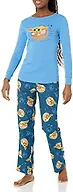 Amazon Essentials Disney | Marvel | Star Wars Women's Flannel Pajama Sleep Sets, PJs Pants Nightwear, Star Wars Grogu - Womens, Medium
