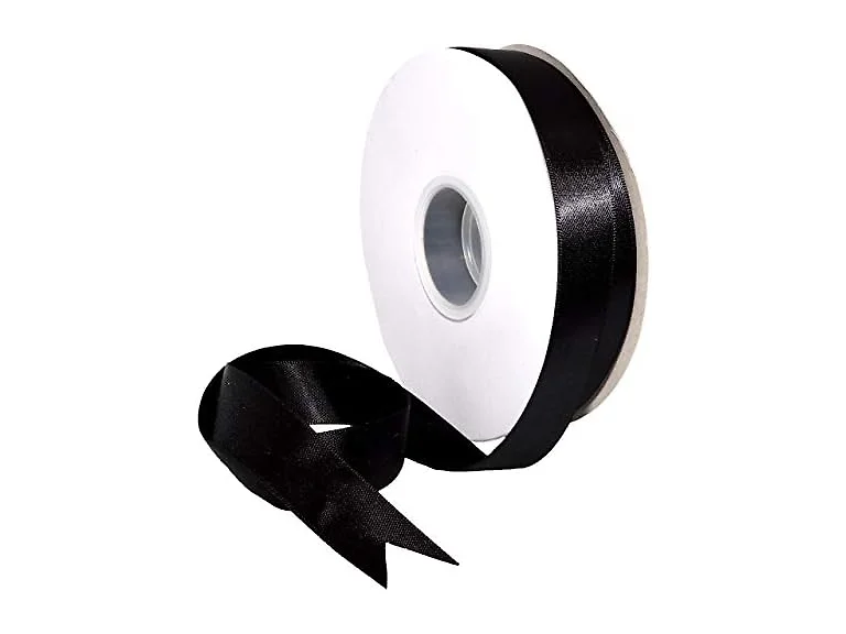 Morex Ribbon Double Face Satin Ribbon 7/8" X 50 YD Black