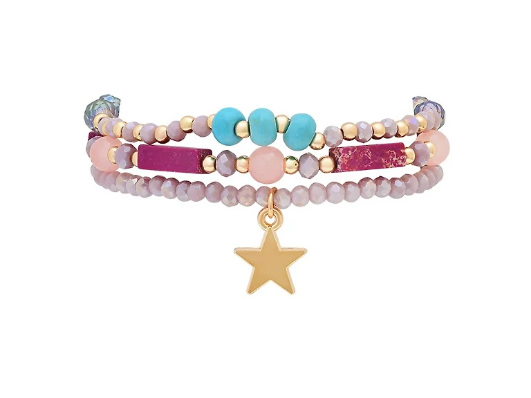 Stretch Beaded Bracelet Stack with Star Charm