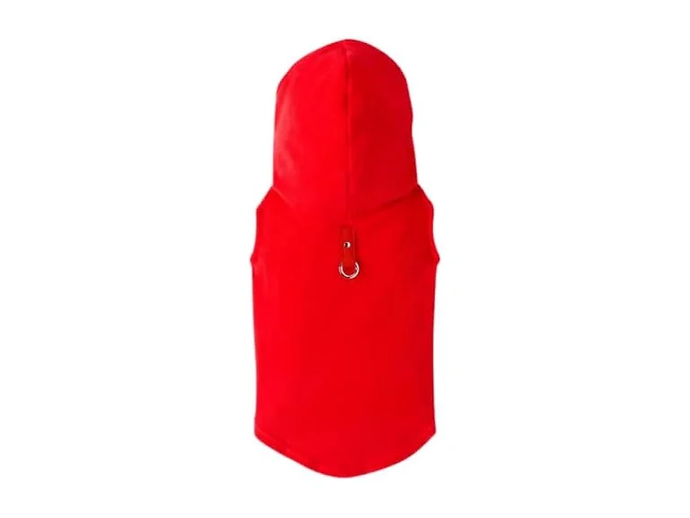 Gooby Fleece Vest Hoodie Dog Sweater, Red, X-Large
