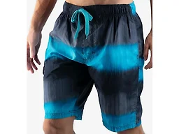 Kanu Surf Men's Mirage Swim Trunks (Regular & Extended Sizes), Zipline Black/Aqua, Large