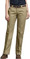 Dickies Women's Original 774 Work Pants – Low Rise Slim Fit Stretch Business Casual & Utility Pants, Khaki V1, 16 Tall