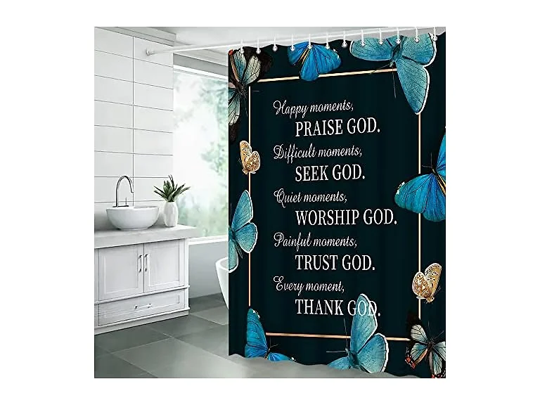 Inspirational Quote Butterfly Shower Curtain 