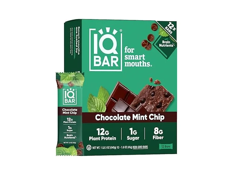 (24-Pack) IQBAR Plant Protein Bars: Chocolate Mint Chip