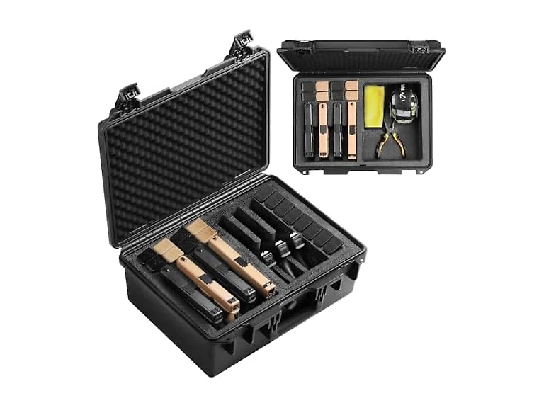 Waterproof Pistol Case 7 Guns 4+3 Layout