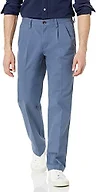 Amazon Essentials Men's Classic-Fit Wrinkle-Resistant Pleated Chino Pant, Indigo Blue, 38W x 28L